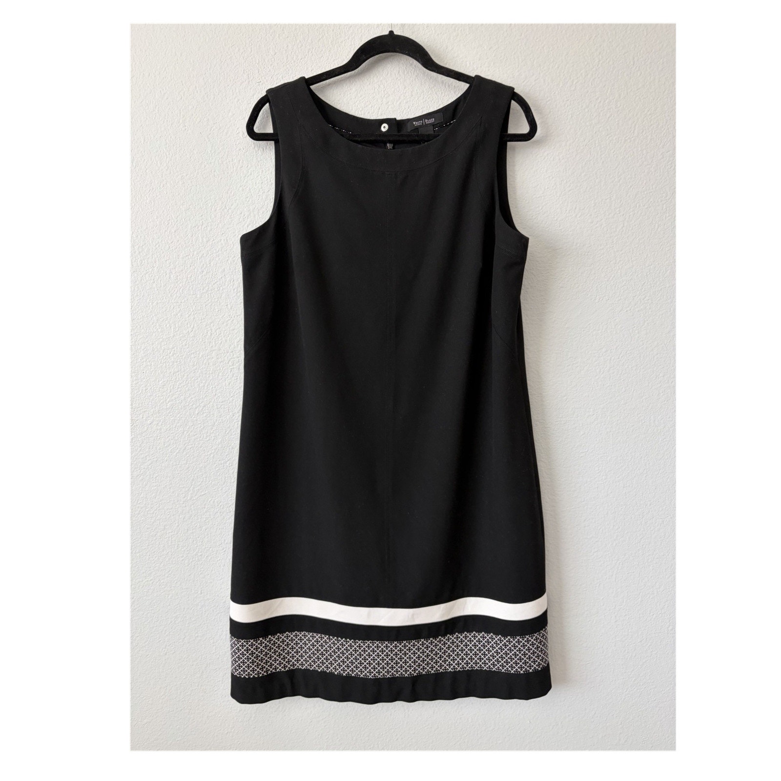 White House Black Market Black/White Geometric Shift Dress Sleeveless Sz 14